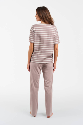 Betty Dámske pyžamo s krátkym rukávom a dlhými nohavicami Italian Fashion - cappuccino/print cappuccino