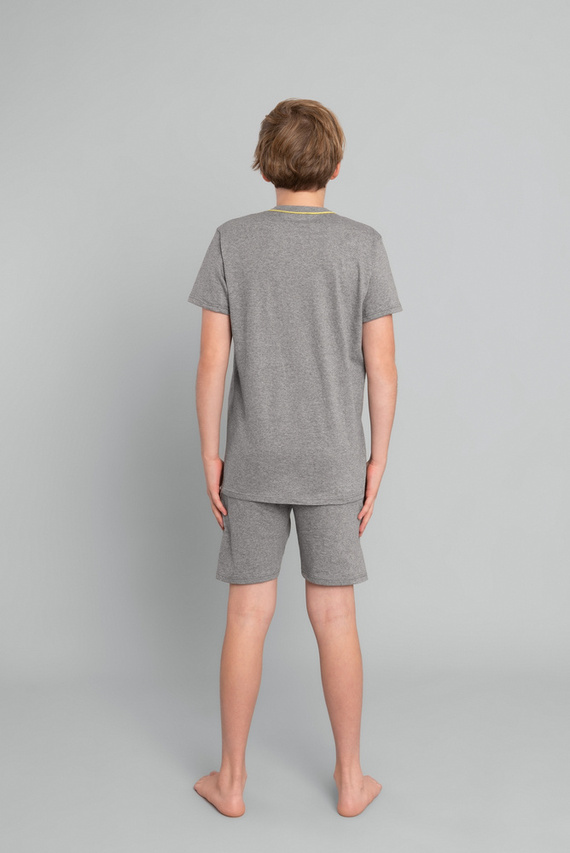 Chlapčenské pyžamo s krátkym rukávom Crazy Boys, nohavice Italian Fashion- medium melange