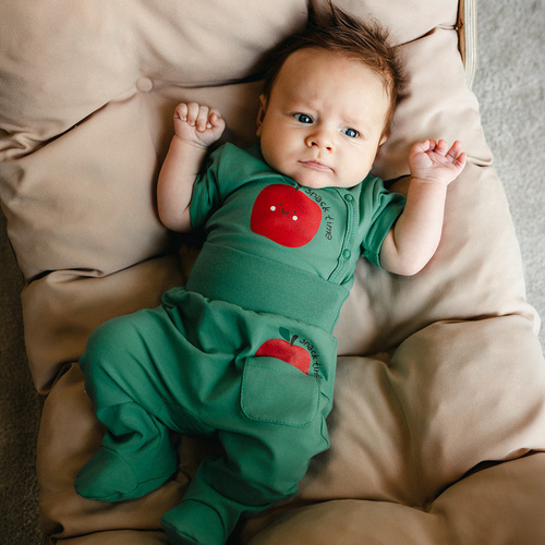 Dojčenské body Eevi Snack Time krátky rukáv bavlna elastické pohodlné