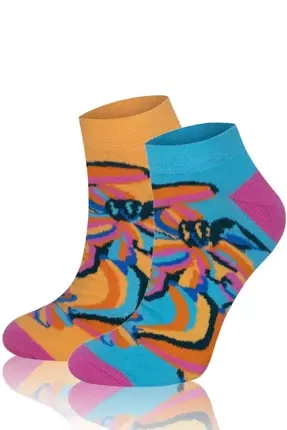 S141S Ponožky Zanzi Italian Fashion - rozstrapatené/žlté/ružové