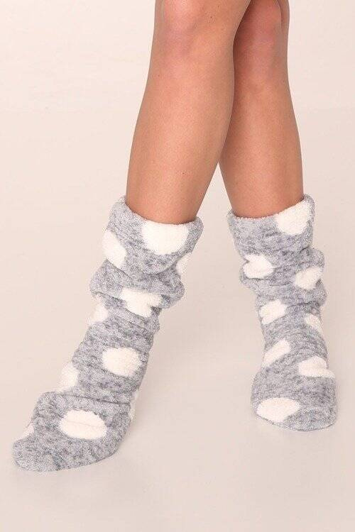 553/554 Wellsoft Hladké ponožky na spanie De Lafense - sivé veľké kruhy