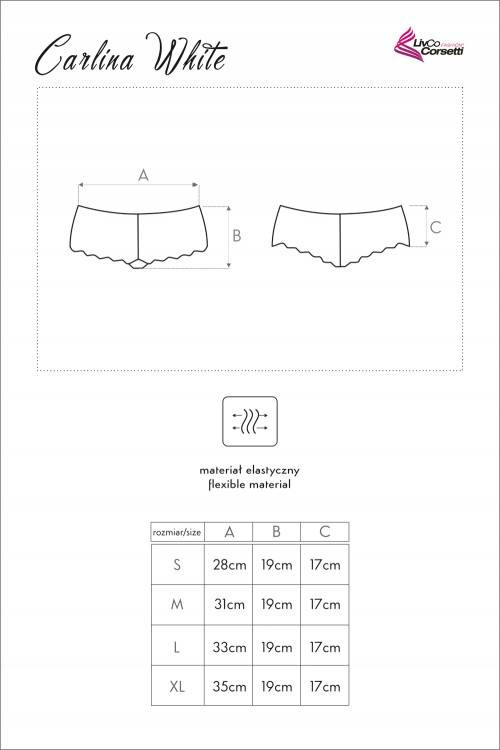 Carlina White LC 6072 Dámske čipkované šortky LivCo Corsetti Fashion white