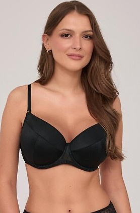 2211 Ava čierna push-up podprsenka z mikrovlákna s čipkovaným lemom