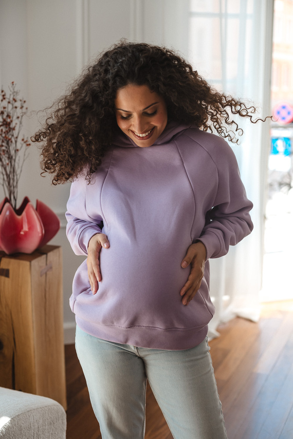 Tehotenská a dojčiaca mikina Milk&love Motherhood oversize tichofialová