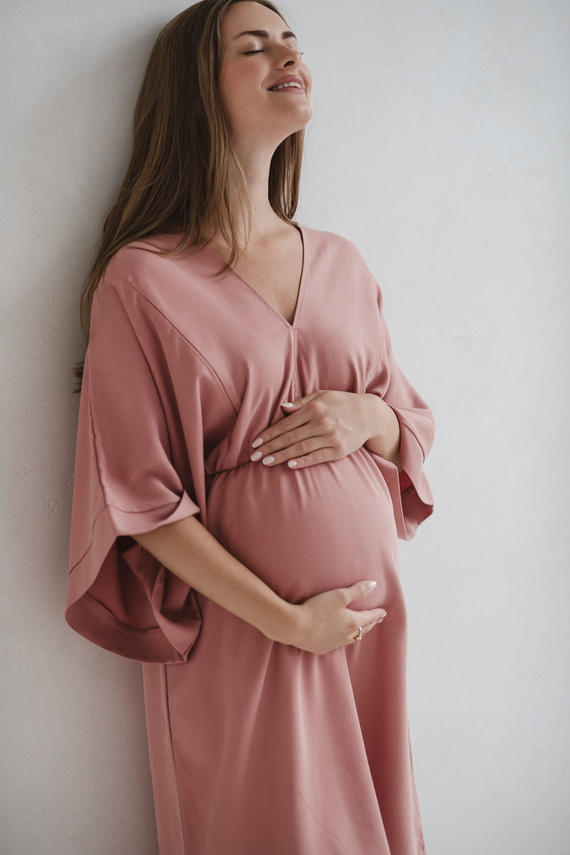 Mama Zen Milk&Love herbal rose - tehotenské a dojčiace šaty z materiálu Tencel