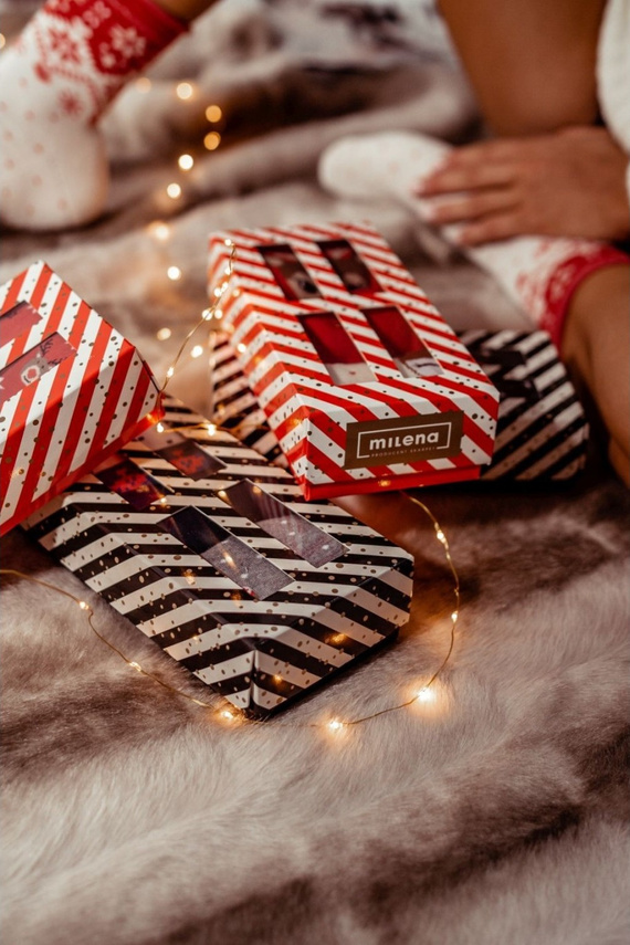 Dámska vianočná súprava Milena 0811.018 - bavlnené 3 páry ponožiek v krabici