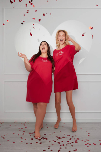 Nočná košeľa Evora s krátkym rukávom Italian Fashion - červená