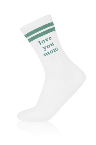 Dámske ponožky Italian Fashion S198D Love You Mom biele polofroté