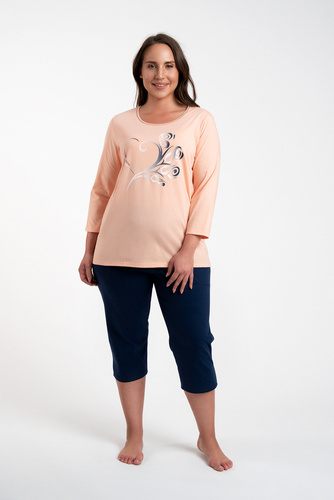 Arietta Dámske pyžamo 3/4 rukávy a 3/4 nohavice Italian Fashion - lososová