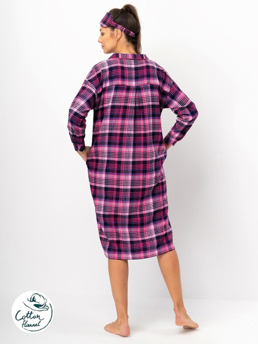 Dámska košeľa Key LND 490 fuchsiová - bavlnený flanel, dlhý rukáv, gombíky