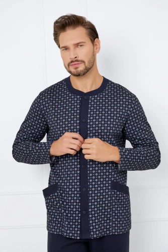 Rajmund Pánske pyžamo s dlhým rukávom, dlhé nohavice Talianska móda - potlač/zelená