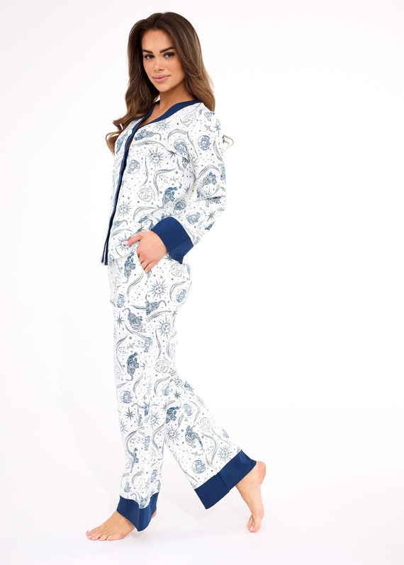 Dámske pyžamo 514/443 Amber CORNETTE - bavlnené, s dlhým rukávom, zapínané na gombíky