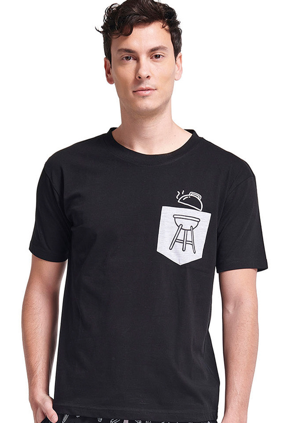 Gianny Pánske pyžamo Sorbetto šedé - krátky rukáv, šortky, potlač, bavlna