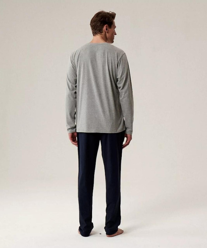 Pánske pyžamo NMP-392 Atlantic - bavlnené, s dlhým rukávom, štýlový komplet na chladné noci