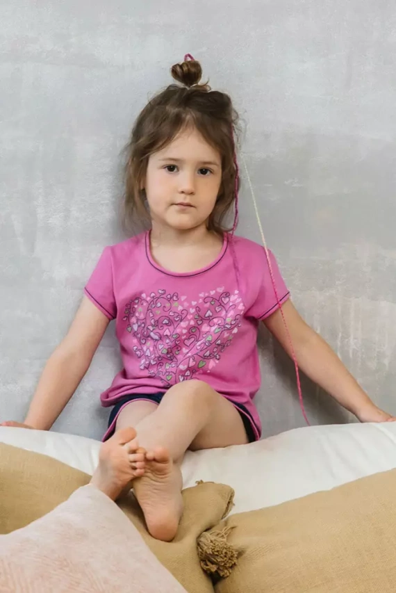 Ontega Dievčenské pyžamo Italian Fashion - amarantové/tmavomodré