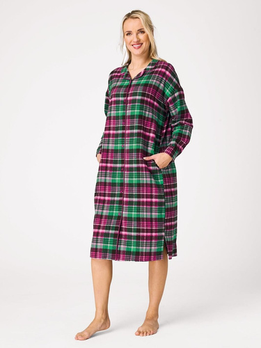 Nočná košeľa Key LND 414 B26 fuksia – flanel 100 % bavlna, gombíky