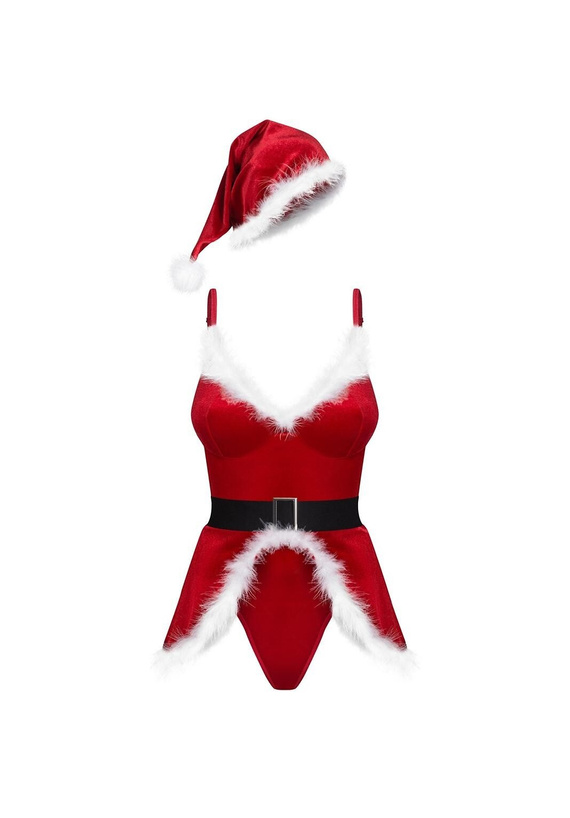 Obsessive Hot Santa červené body kostým Mikuláš s opaskom a čiapkou