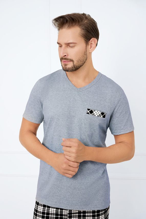 Klark Pánske pyžamo s krátkym rukávom, šortky Talianska móda - melange/print