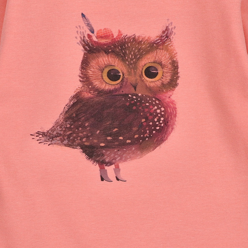 KAR-3001 Dievčenská blúzka s dlhým rukávom Lagarto Verde salmon - štýlová, bavlna, poľská výroba