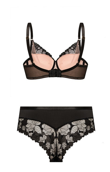 Spodný diel bikín Hanna Mefemi - vysoký, čipkovaný, s béžovou sieťovinou