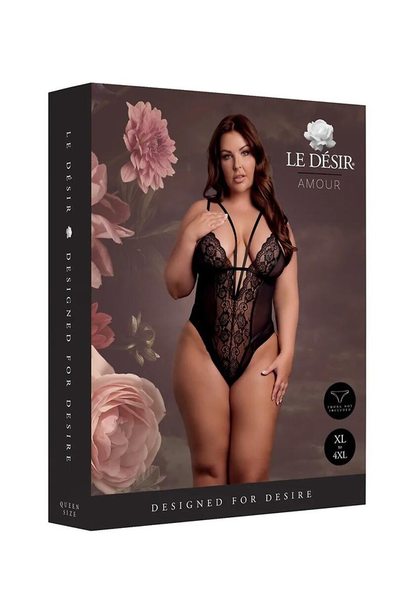 Body AMR006 Amour Le Désir čipkované body plus size XL-4XL čierne