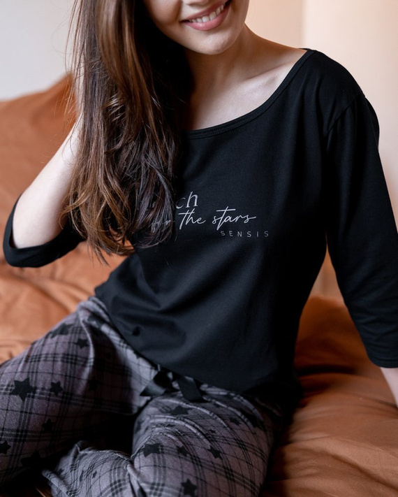 Sensis Reach For The Stars Dámske pyžamo - čierno-hnedé