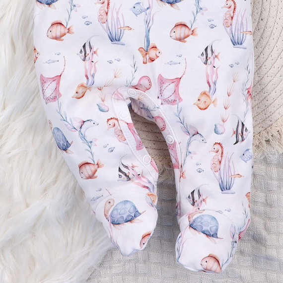 ABN-5480 Podvodný svet Nini detské oblečenie na spanie - organická bavlna, obopnuté nožičky