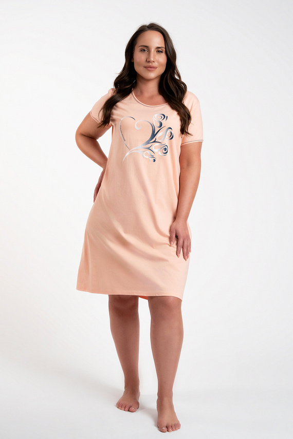 Nočná košeľa Arietta s krátkym rukávom Italian Fashion - lososová