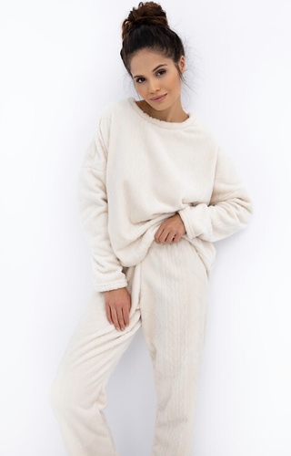 Bridget Homewear Sensis dámske pyžamo - teplé, mäkký úplet, farba ecru