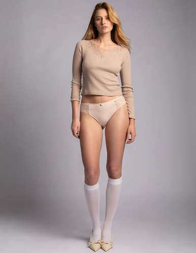 Dámske nohavičky L-1593 BI Lama bavlna čipka 2 ks