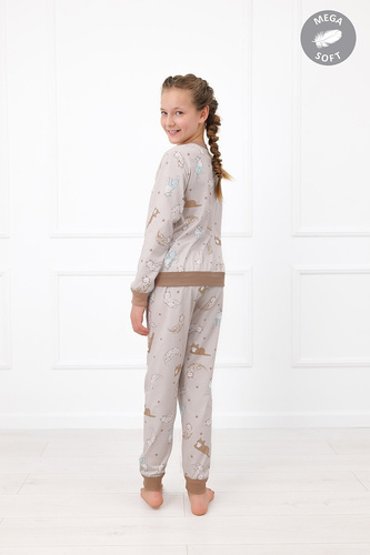 Italian Fashion Filka detská pyžama Mega Soft dlhá s mačkami teplá