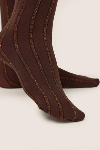 Gabriella Liva 1262 dámske ponožky 50 DEN pásiky s leskom 3D chocolate