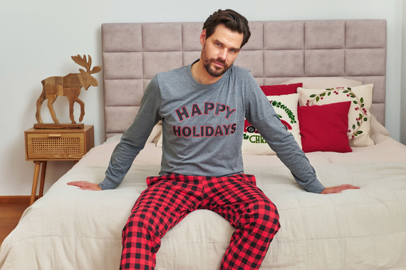 7344 Pánske tmavosivé pyžamo Doctor Nap - 100% bavlna