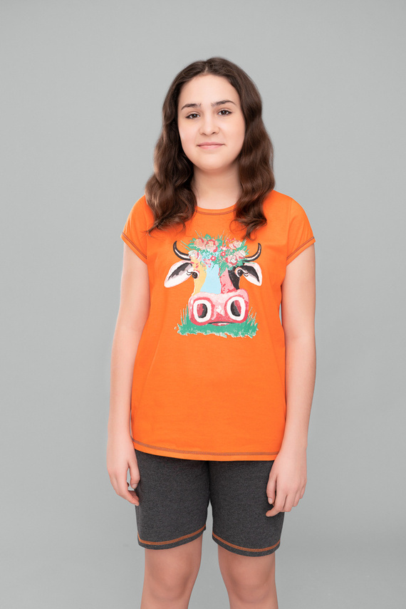 Blond dievčenské pyžamo Italian Fashion - oranžová/tmavý melanž