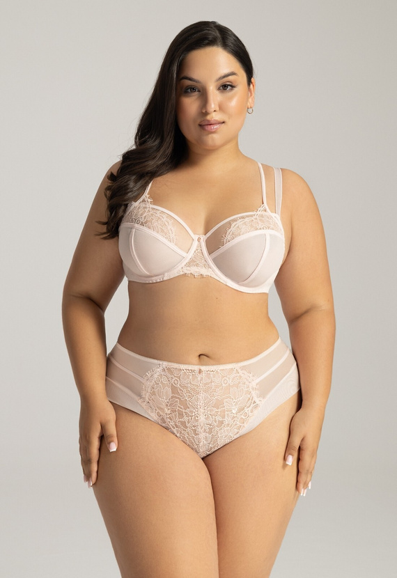 2164 Maxi Soft Bra Ava Powder - mäkká čipkovaná podprsenka pre veľké poprsie