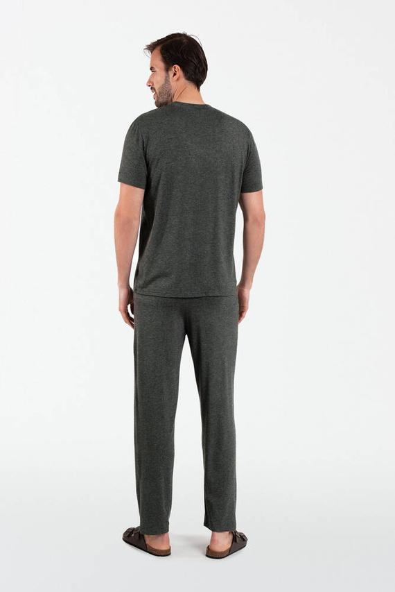 Akord Pánske pyžamo s krátkym rukávom, dlhé nohavice Talianska móda - c.melange