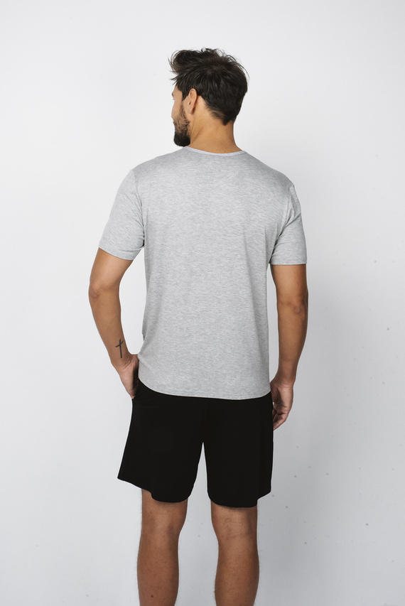 Dallas Pánske pyžamo s krátkym rukávom, šortky Italian Fashion- melange/black