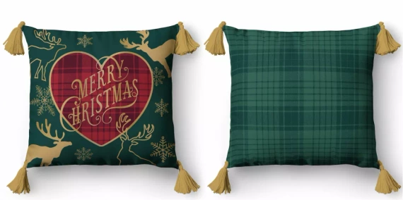 5385 Veselé Vianoce Dekoračné vianočné obliečky na vankúš Detexpol- zip