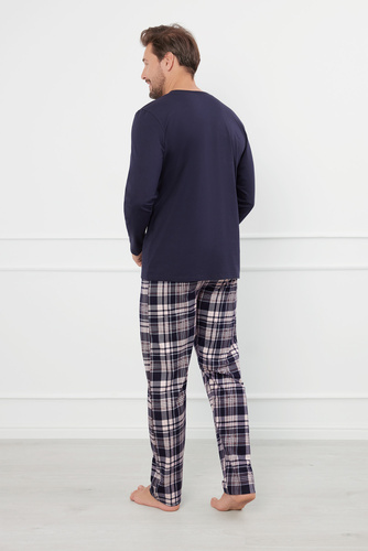 Edwin Pánske pyžamo s dlhým rukávom a dlhými nohavicami Italian Fashion - námornícka modrá/potlač