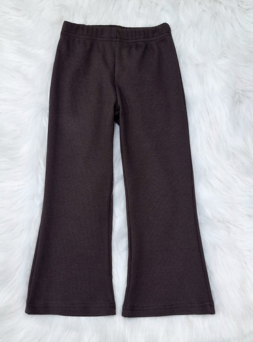 Bambarillo čokoládové rebrované zvonové nohavice - rebrovaný úplet, bavlna s elastanom