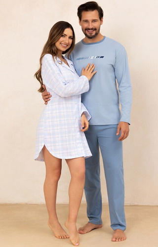 168 Dámska košeľa Regina modrá - 100% bavlna, dlhý rukáv, károvaná