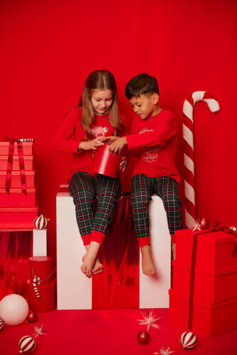 Fogo Detské pyžamo Italian Fashion - červené/potlač