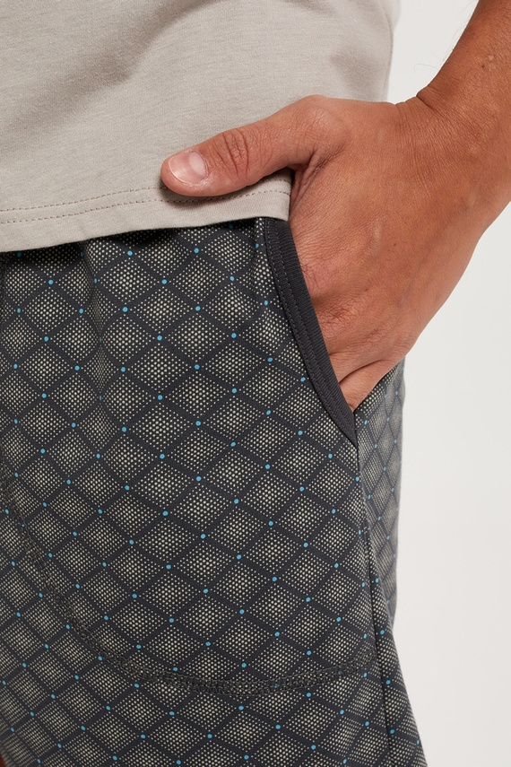 Abel Pánske pyžamo s krátkym rukávom, šortky Talianska móda - béžová/potlač