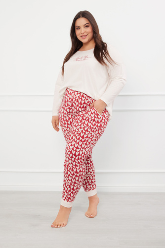Evora Dámske pyžamo s dlhým rukávom a dlhými nohavicami Italian Fashion - ecru/print