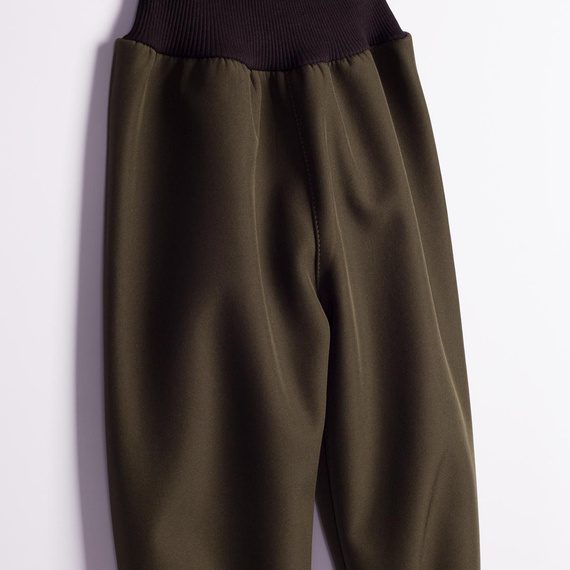 Nicol nohavice 229052 softshell detské s fleecovou podšívkou, vysoký pás, sťahovacie lemy - khaki