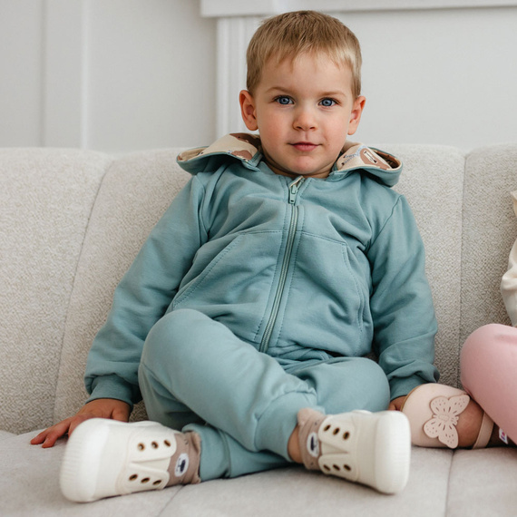 Tepláková súprava Beary Cool Eevi - šalvia, vrchná časť s ušami a nohavice