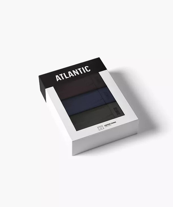 Pánske boxerky Atlantic 3MH-0177 A3 3-pack hnedá-indigová-khaki, bavlnené, dlhý nohavice
