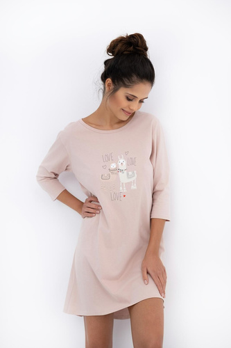 Dámska nočná košeľa Lama Sensis - 100% bavlna, potlač lamy