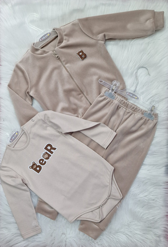 Detská tepláková súprava Bear Velour Bambarillo beige | Soft set