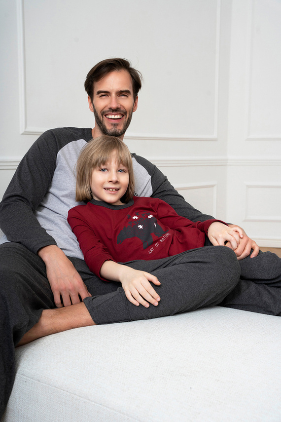 Chlapčenské pyžamo Morten Italian Fashion burgundy/c.melange